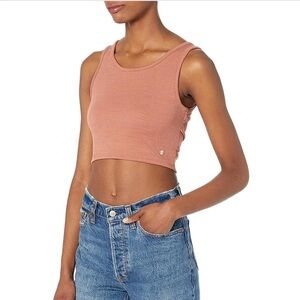 Roxy Good Keepsake Peach Textured Crop Top With Open Back